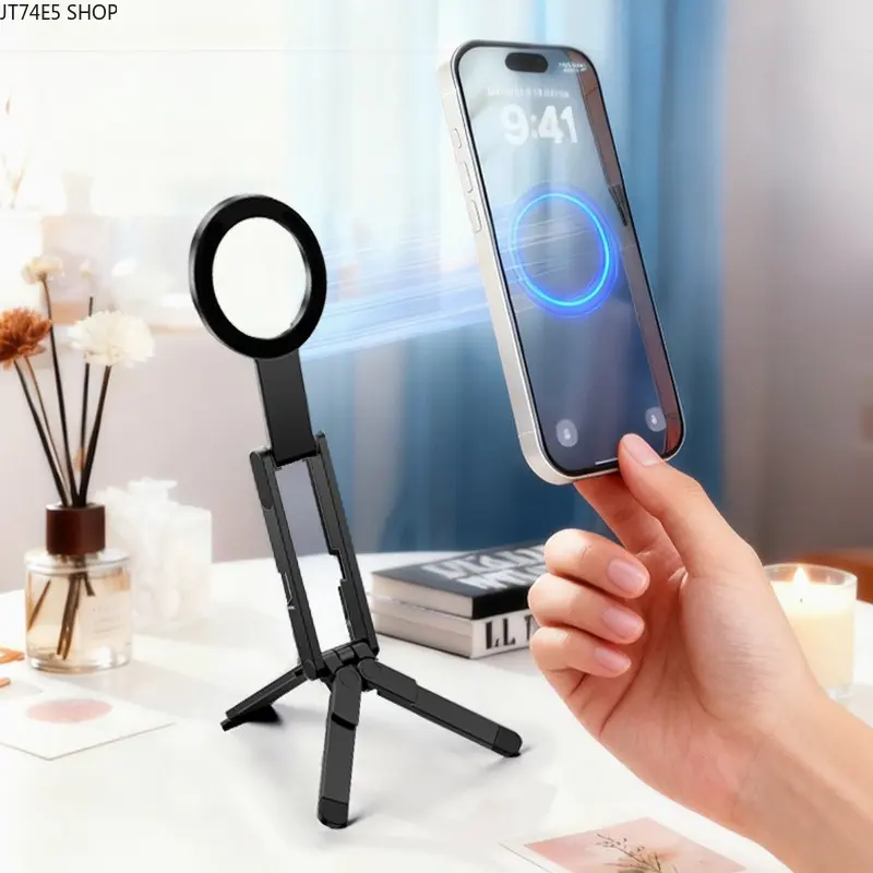 Pocket Portable Magnetic Phone Tripod Stand, Handheld Selfie Stick for Live Streaming & Photography