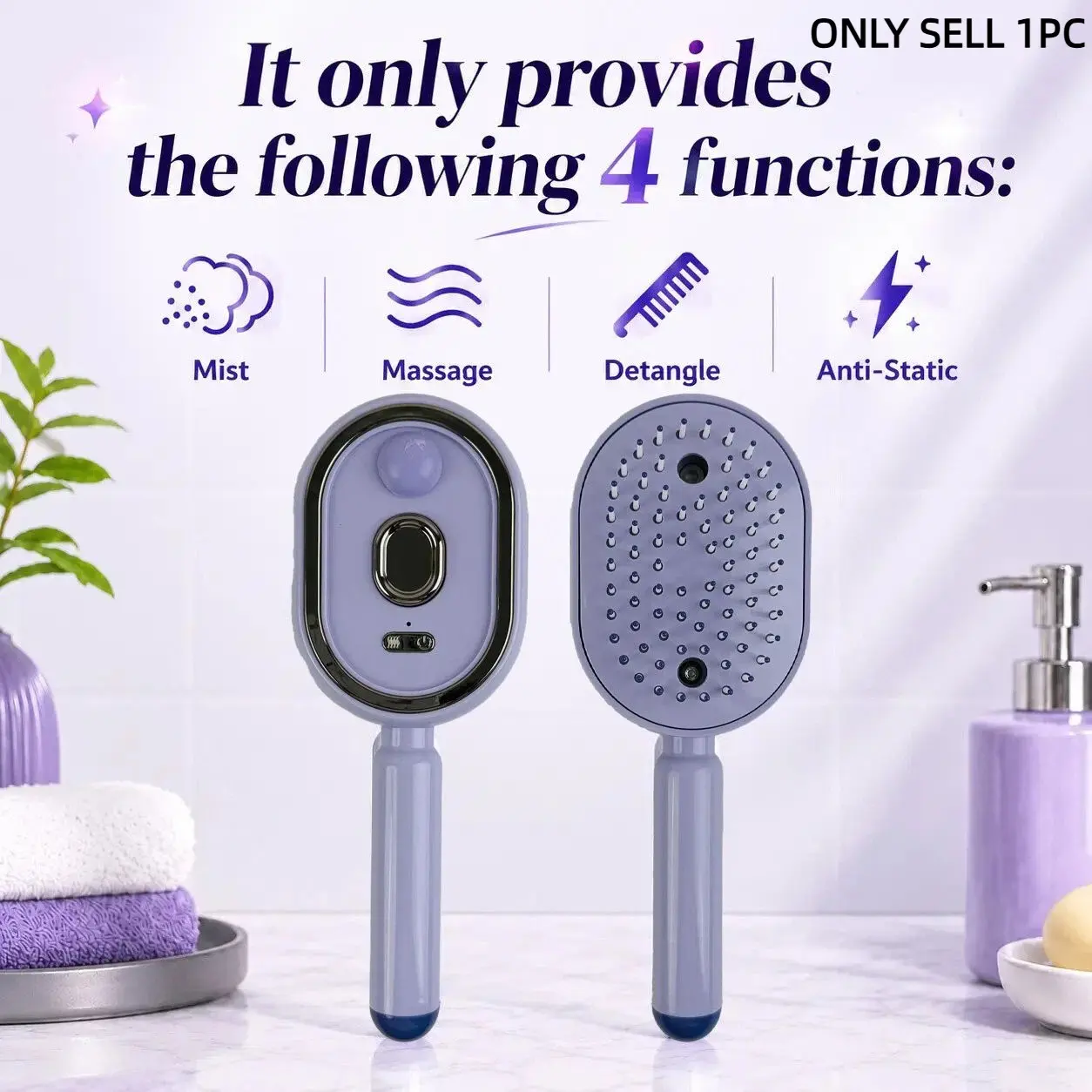 Electric Spray Dance Cushion Technology, Self-Cleaning, Anti-Tangle, Anti-Static, Volumizing, Hair Care Function, Sugar Oil Inhaler