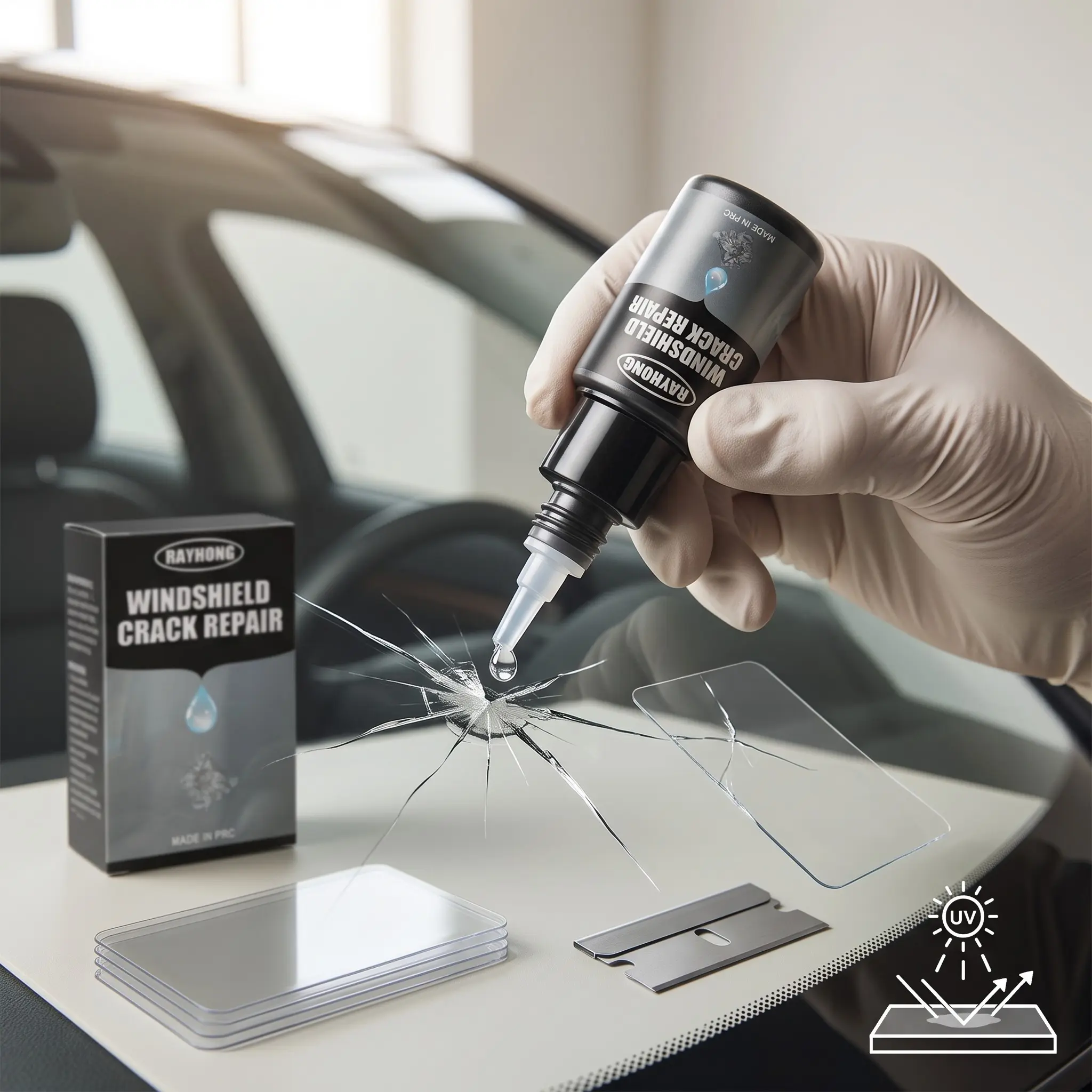 2 Bottles Car Windshield Crack Repair Liquid, Windshield Adhesive, Windshield Repair Fluid, Crack and Scratch Fixer, Easy Application, Durable Solution