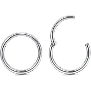 2Pcs 16G Titanium Hinged Clicker Nose Rings, Helix Tragus Conch Daith Rook Piercing Jewelry for Women Men