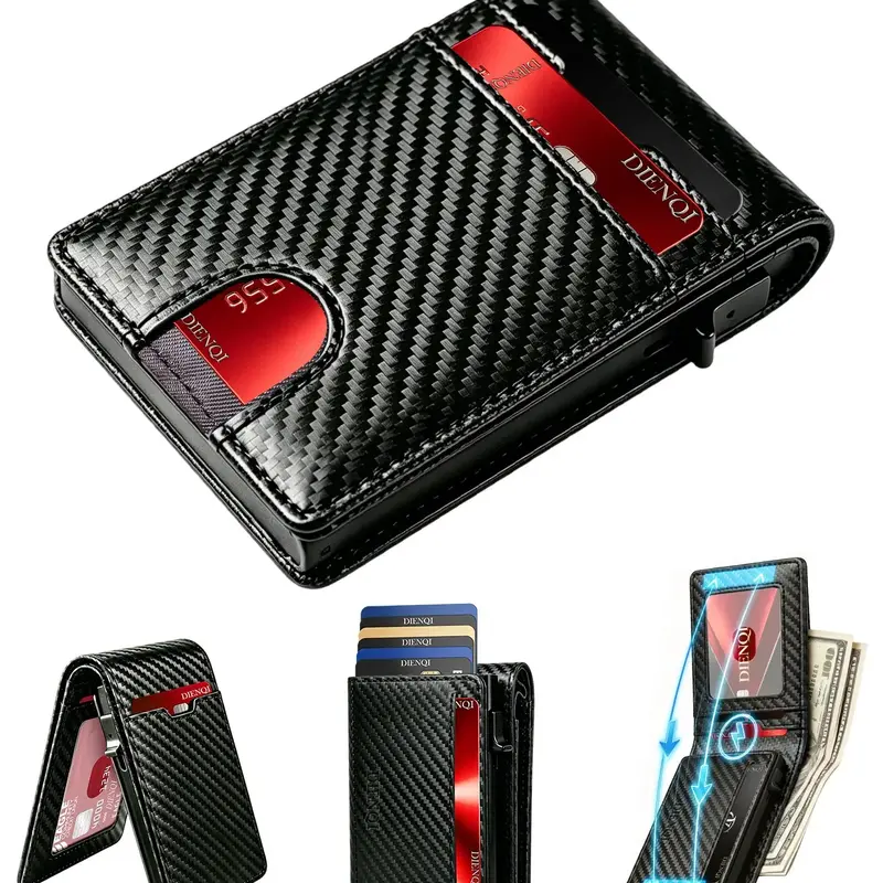 Business Matching Rfid Blocking Wallet, Simple Plain Multi Card Slots Wallet, Minimalist Aluminium Metal Pop-up Case ID Bank Credit Cardholder Cash Wallet for Men, Rfid Blocking Smart Wallets,Travel,Gift for Men,Christmas,Thanksgiving #GLOBAL PICKS