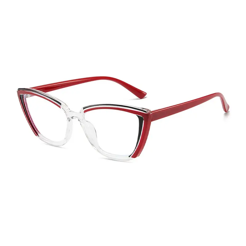 Baddie Y2K Vintage Pink Burgundy Contrast Cat Eye Glasses Frame Clear Lens Eyeglasses for Women Effortless Glamour Streetwear Statement Eyewear