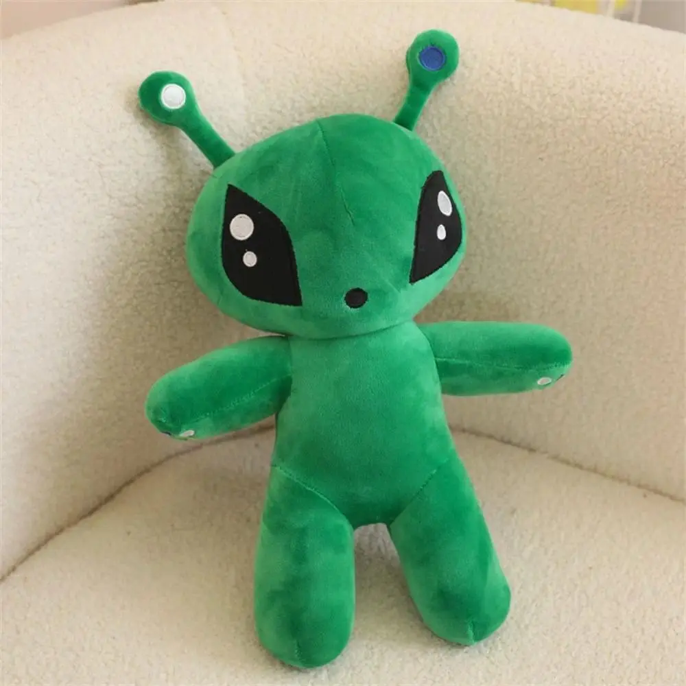 1pc Adorable Alien Plush Toy, 15-34cm Big Eyes Full Green Soft Fabric Fuzzy Squishy Stuffed Animal Doll, Children's Birthday Gift