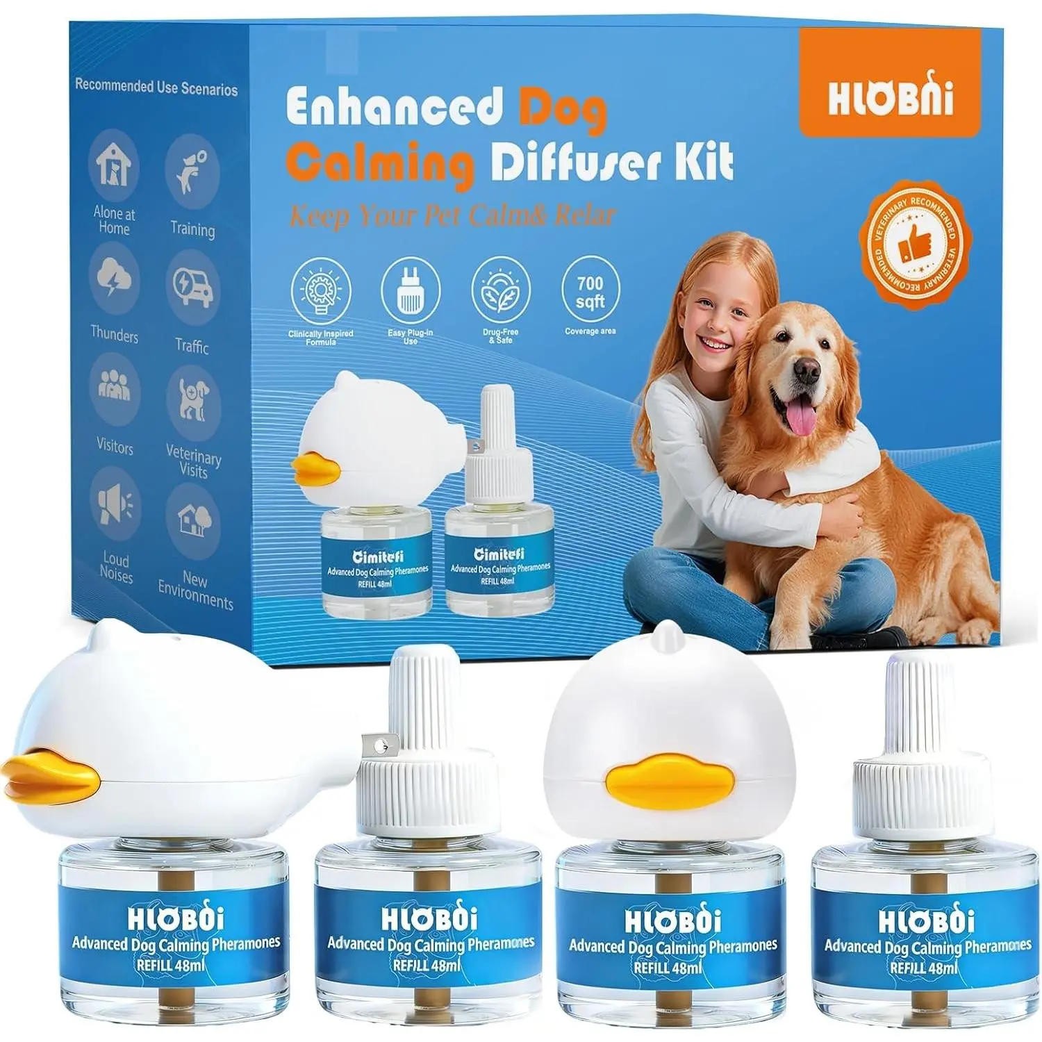 Dog Calming Diffuser 2-Pack Dog Pheromone Calming Diffuser Kit for Stress Anxiety Barking & Destructive Behavior Relief Perfect for Separation Anxiety & Aggression Blue 2 Count Pack of 1