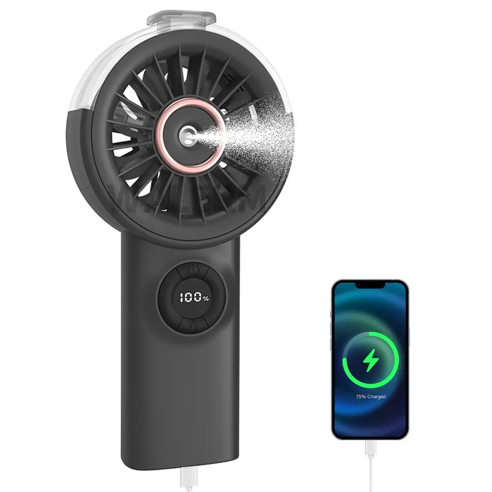 Handheld Misting Fan Portable, Small Personal Hand Held Rechargeable Mist Fan Water Spray, Small Personal Rechargeable Mister Fan Water Spray Mist, 3600mAh Battery Operated for Travel Indoor Outdoor Hand Desk