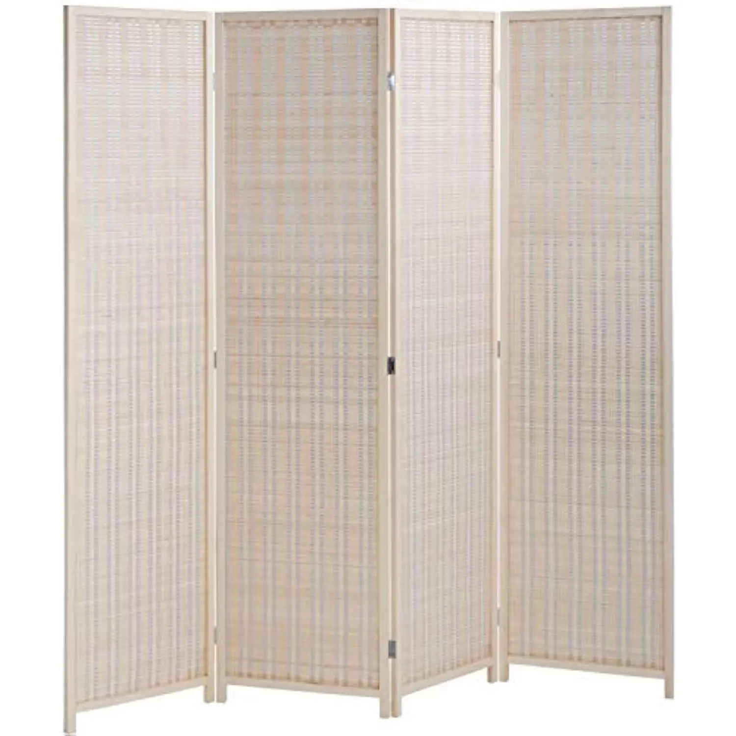 Natural Bamboo Folding Privacy Wooden Screen Room Divider, 4 Folding Panels, 72" Height, 17.7" Width for Bedroom, Office