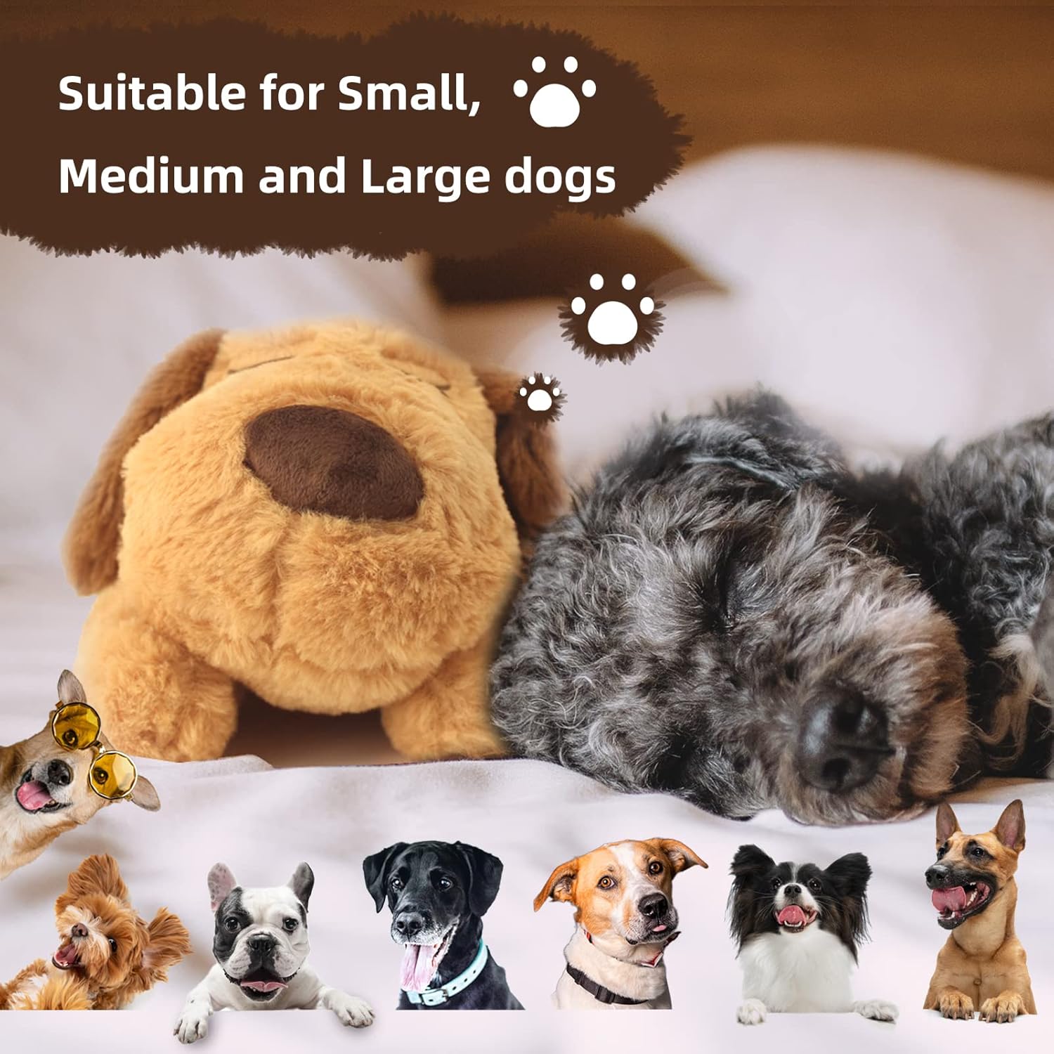 Heartbeat puppy comfort toy used in a pet resting area