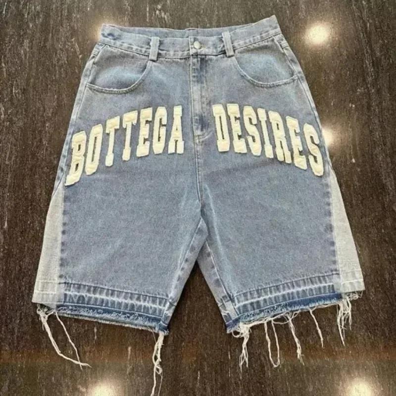 Summer retro skeleton denim shorts sports casual shorts new couple wearing street street 55 pants 2026 Europe and America(Sheets)
