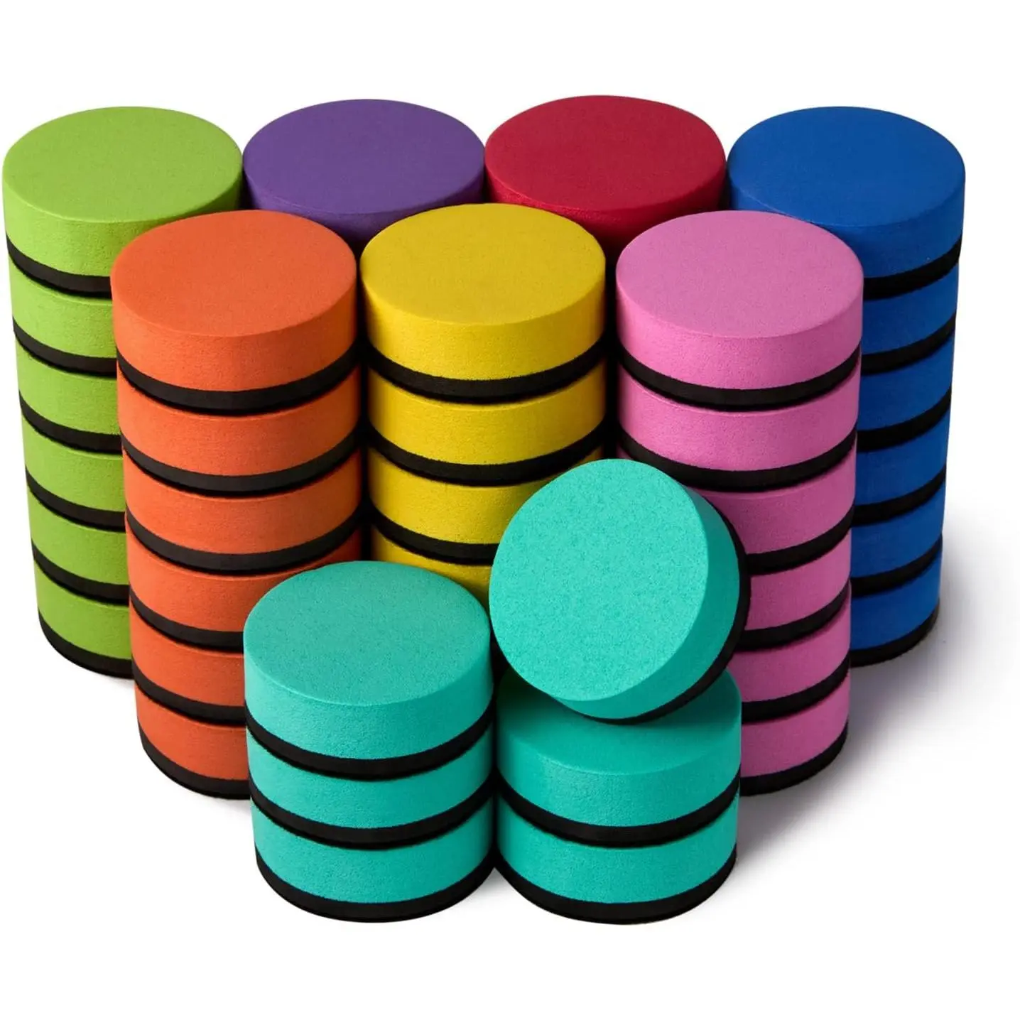 48 Pack  Whiteboard Dry Erase Erasers for Classroom School | Whiteboard Dry Erase Erasers Chalkboard Cleansers for Office Classroom and Teacher  Haves round 8 Color