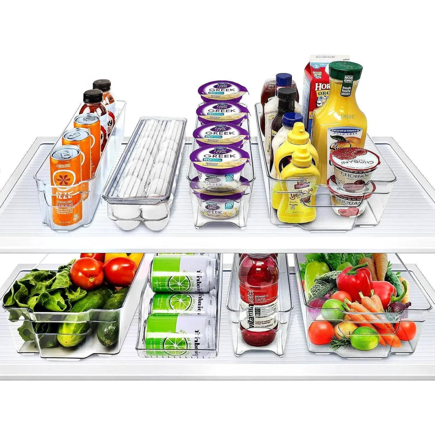 Fridge Organizer Bins – Set of 8 Refrigerator Organizers and Storage Containers, Stackable Freezer Bins and House Essentials for New Home, BPA-Free Pantry Drawer Organizers
