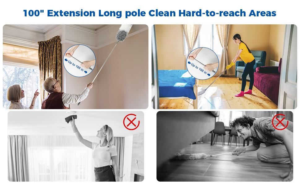 9Pcs Dusters for Cleaning Kit, Extendable Microfiber Duster Tools with 100" Long Pole, Retractable Gap Bendable Dust Cleaner, Reusable Washable Cleaning Supplie for Ceiling Fan Furniture Cars and Home 9Pcs Dusters for Cleaning Kit, Extendable Microfiber Duster Tools with 100" Long Pole, Retractable Gap Bendable Dust Cleaner, Reusable Washable Cleaning Supplie for Ceiling Fan Furniture Cars and Home