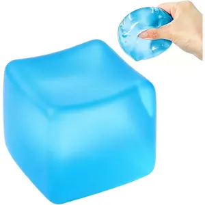 Blue Square Squishy Stress Cube, Non-Toxic Sensory Fidget Toy for Anxiety Relief, Suitable for Adults , 2.17 Inch Size