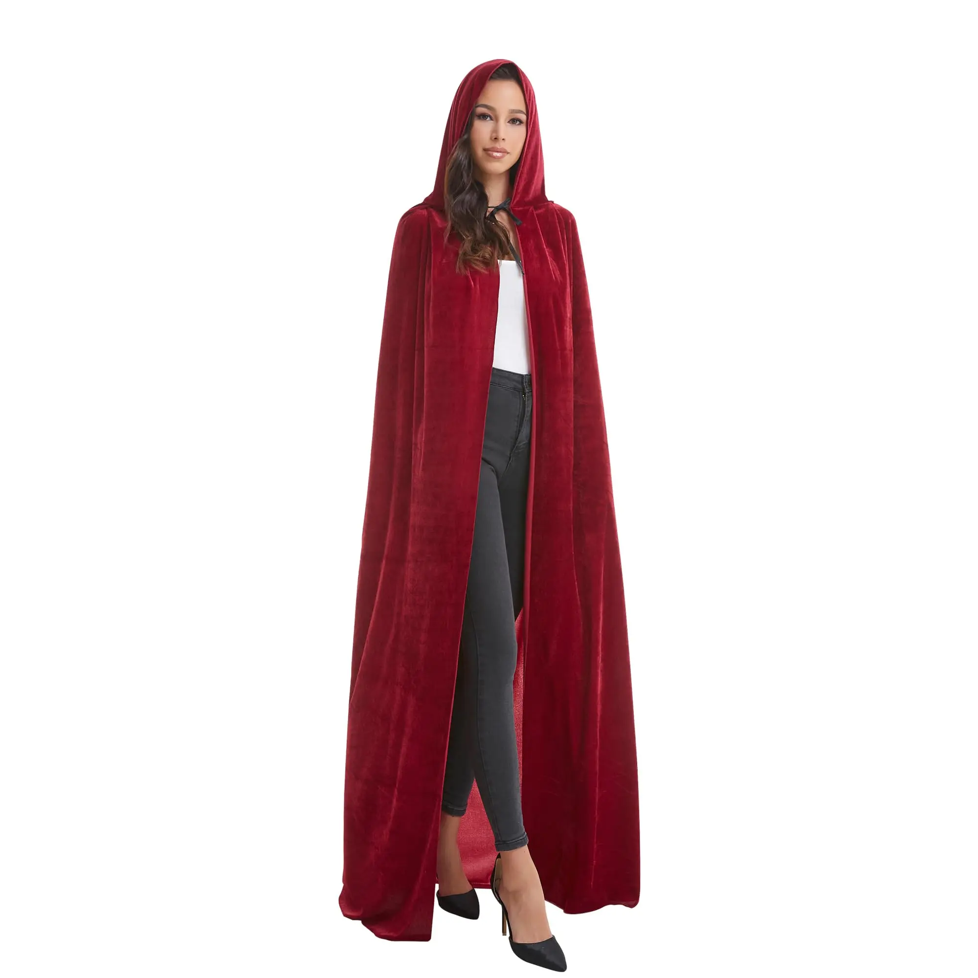 Unisex Adults Halloween Costume Cape,Velvet Hooded Vampire Cloak for Women & Men,Fancy Dress Party Cosplay Robe