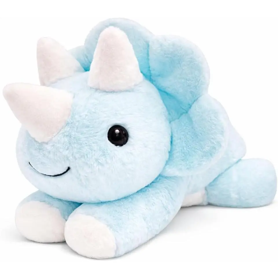 24" |     5 Pounds Blue Dinosaur Weighted Stuffed Animals with Unscented Microwavable Heating Pad, Cute Coolable Heatable Weighted Plush Warm Gift for Kids & Adults