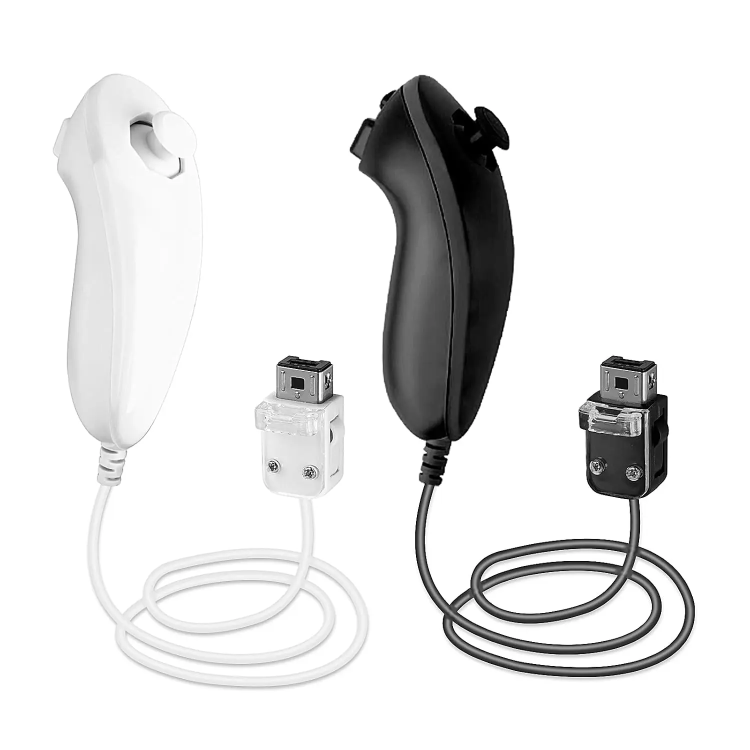Wii Nunchuck Controller, 2 Packs Nunchuck Controller  Joystick Gamepad Compatible with  Wii & Wii U Console (Black + White)