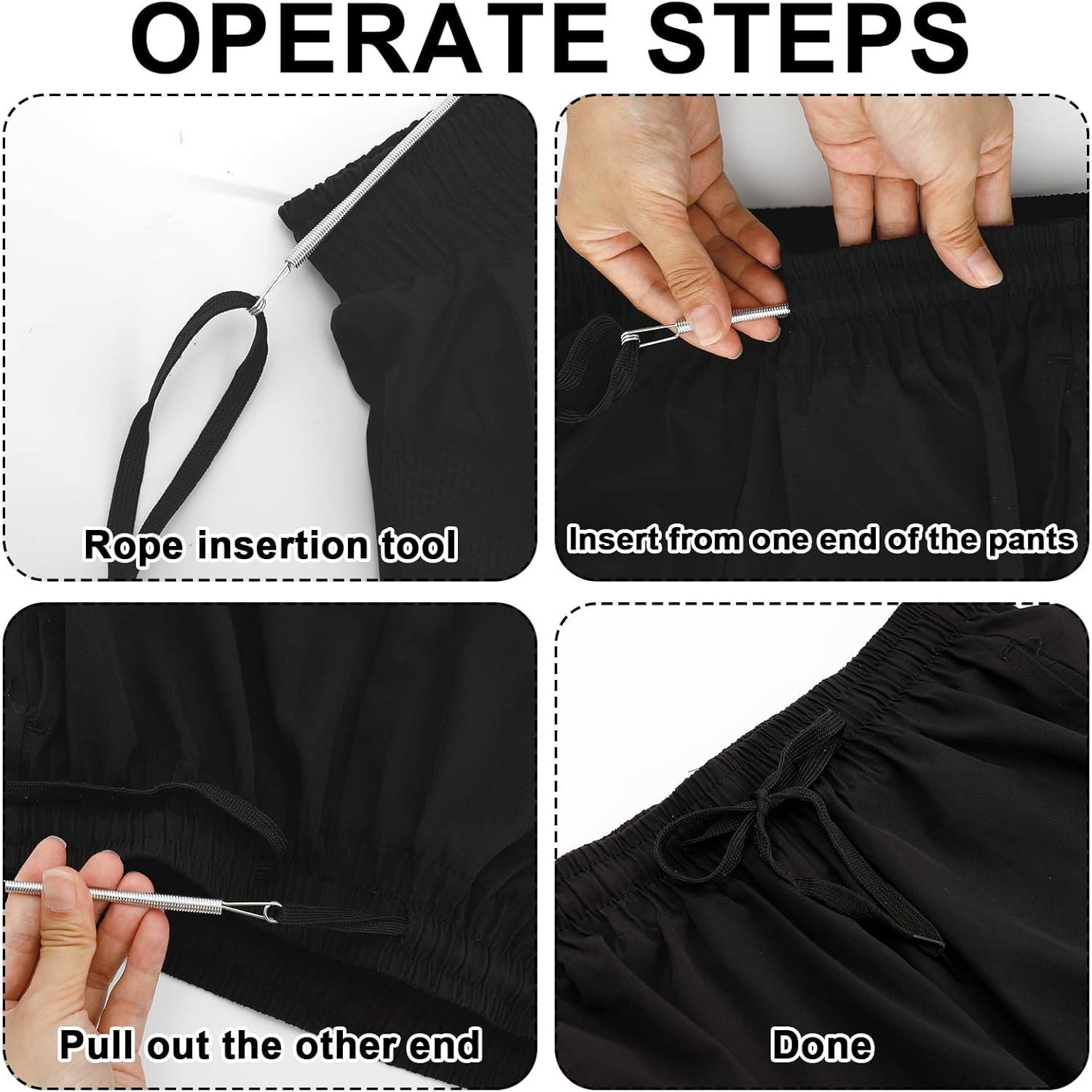 6 count Spring Loop Drawstring Threader Tool for Hoodies, Sweatpants & Shorts - Bendable Metal Rope Threader Clip for Easy Sewing