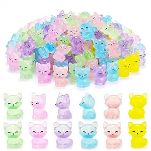 28Pcs Luminous Mini Resin Fox Figurines Glow in The Dark Mini Fox Figures Miniature Resin Animals Foxes Figurines for Micro Landscape Fairy Garden Dollhouse Decor Aquarium Birthday Decorations