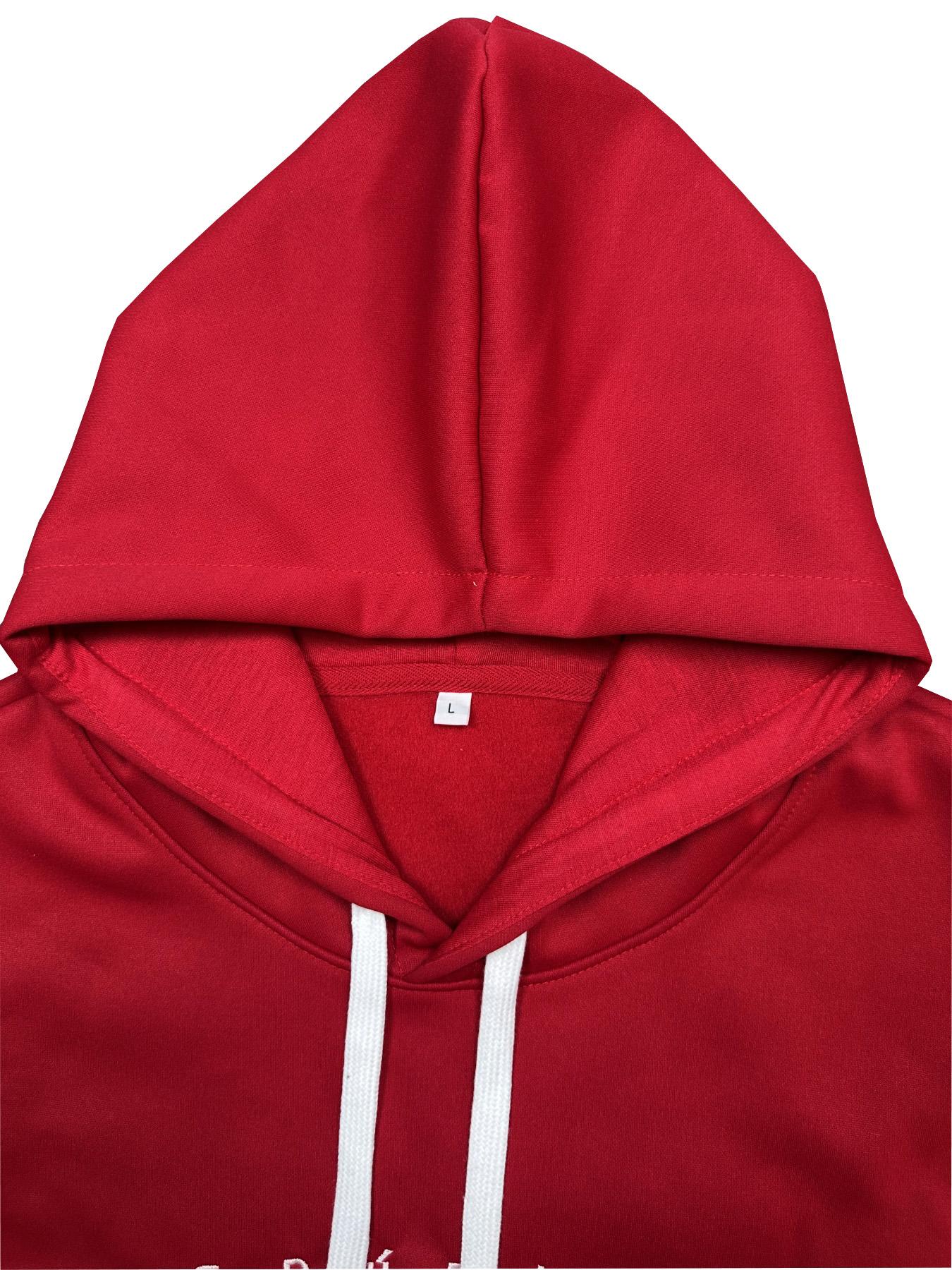 Men's Dominica Embroidered Fleece-Lined Red Hoodie Thick Warm Retro Sporty Pullover for Men & Women, Loose Fit Unisex Couples Christmas Valentine's Gift, Machine Washable, Custom Hoodie, Autumn Winter Wear, Durable Casual Wear