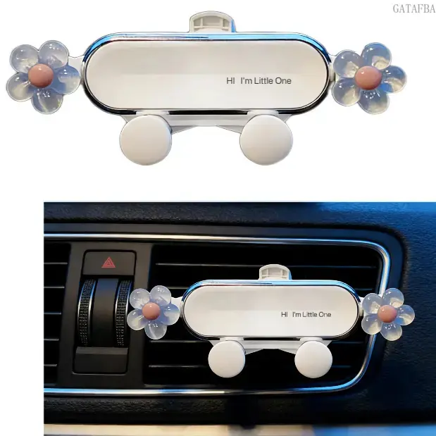 Camellia & Astronaut Air Vent Phone Holder, Elegant Flower Vehicle Phone Mount Clip, Decorative Smartphone Cradle, Ideal Gift Car Accessory