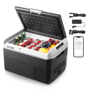 VEVOR 12 Volt Car Refrigerator, 52.8QT/50L Car Fridge, Portable Electric Cooler with -4 ℉ ~68 ℉   Adjustable Temperature, 12/24V DC and 100- 240V AC Compressor Freezer for Outdoor, Camping, Travel, RV