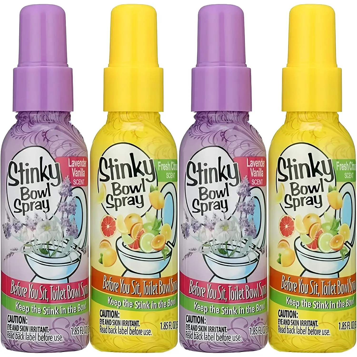 4 Pack of Poo Be Gone   Toilet Perfume , Lavender Vanilla and  Citrus Scent Air Freshener Toilet Odor Inhibitor 1.85oz Bottles