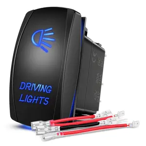 Nilight Driving Lights Rocker Switch Led Light Bar 5 Pin Laser On Off SPST Switches 20A/12V 10A/24V Blue with Jumper Wires Set for Cars Trucks Boats ATVs UTVs RVs