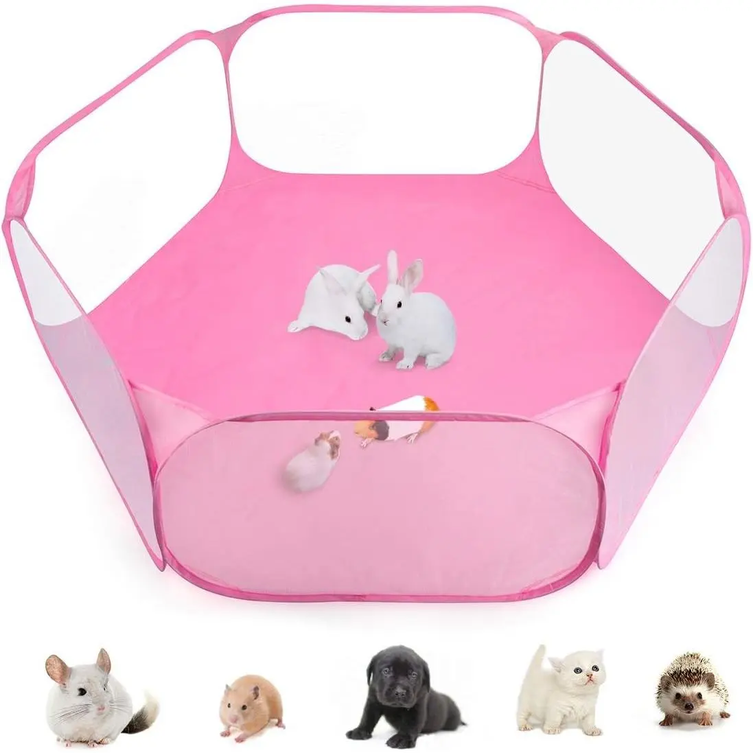 Indoor Small Animal Cage with Mat Playpen Perfect Size Easy to Clean Portable Exercise Tent for Guinea Pig Rabbit Hamsters Chinchillas Hedgehog Puppy Cats
