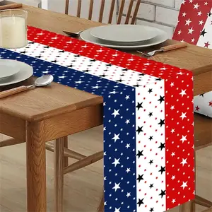 Independence Day Printed Linen Table Runner/Tablecloth, 14*71in Table Banner Independence Day 4th Of July Decorative Tablecloth Gingerbread  Ornaments Set vintage  christmas bow