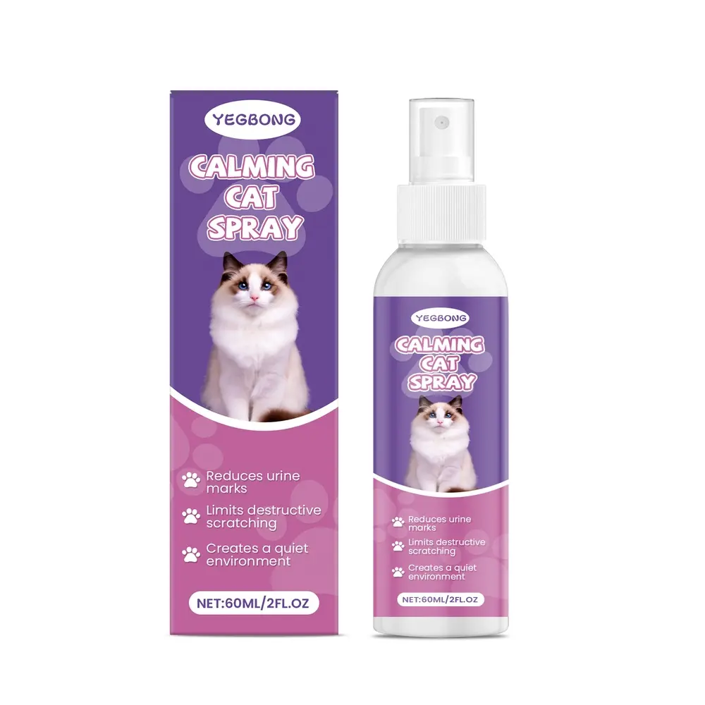Yegbong Cat Behavior Aid Spray - Calming Effect Deionized Water Formula, Reduces Stress, Prevents Scratching & Marking, Gentle Cat Healthcare Solution
