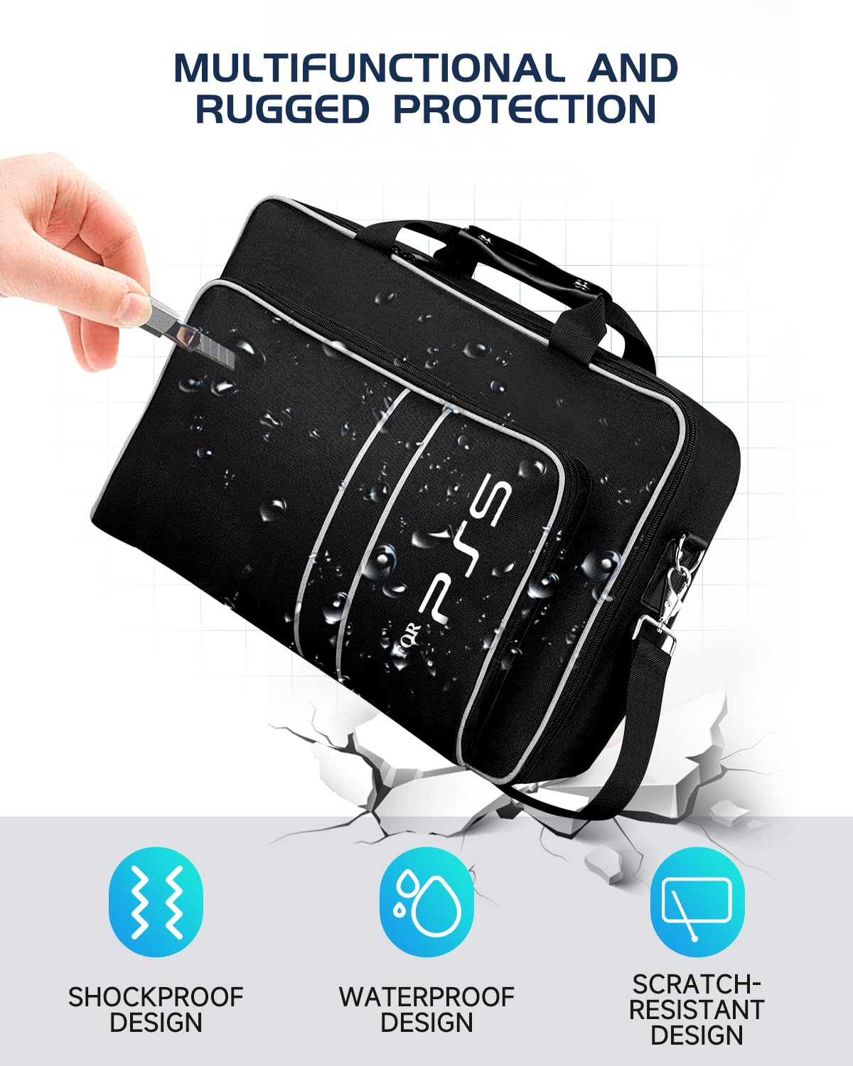 PS5 Carrying Case, Waterproof Shockproof Console Storage Bag with Shoulder Strap, Fits Disc & Digital Editions, Includes Controller Storage PS5 Carrying Case, Waterproof Shockproof Console Storage Bag with Shoulder Strap, Fits Disc & Digital Editions, Includes Controller Storage
