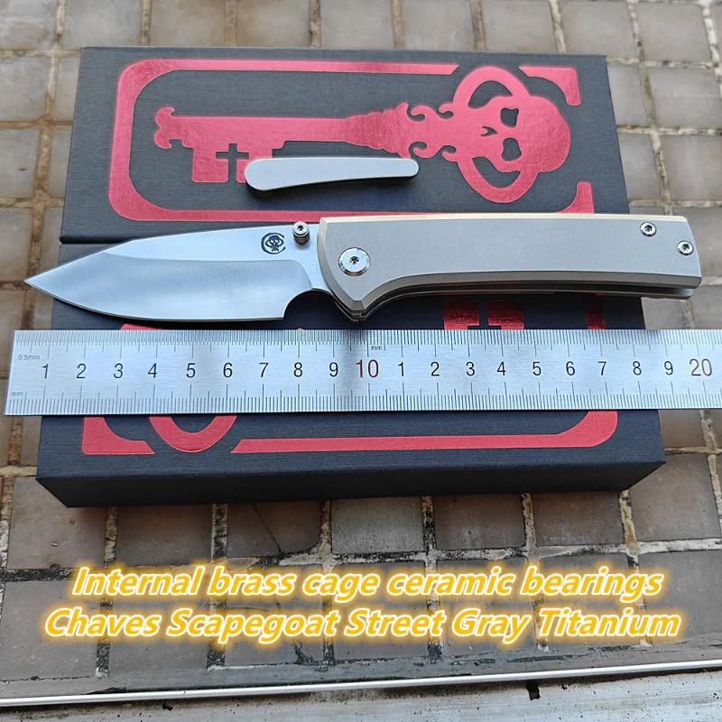 JUFULE Chaves Scapegoat Street Ceramic Bearings Titanium Mark M390  EDC Tool Camping Hunt Outdoor Tactical Folding Knife