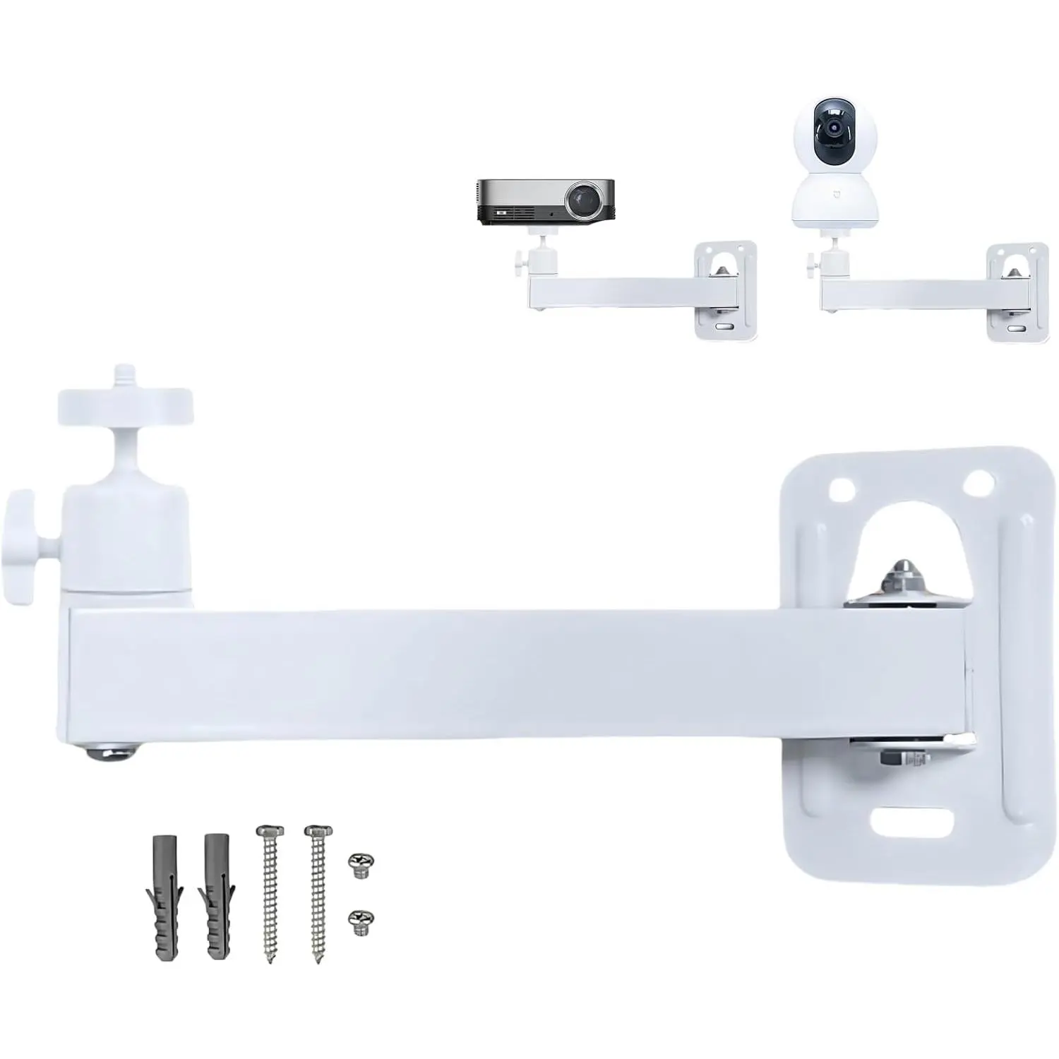 Foldable Projector Wall Mount | White Heavy-Duty | 1/4" Screw | 360° Rotatable |  for Mini Projectors & Cameras (7.87" 1/4" Screw Mount)