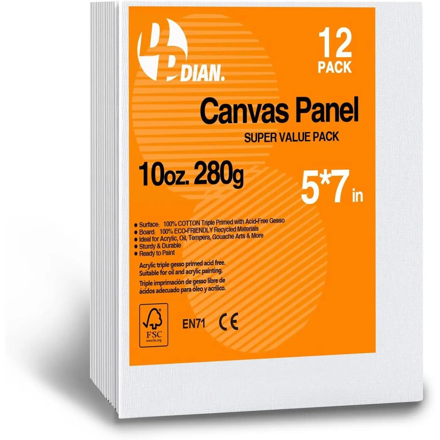 Canvas Boards for Painting 5x7 Inch, 12-Pack Bulk Canvas Value Pack - Art Supplies Blank Paint Canvas Panels for Acrylic, Oil, Watercolor, Tempera, Gouache