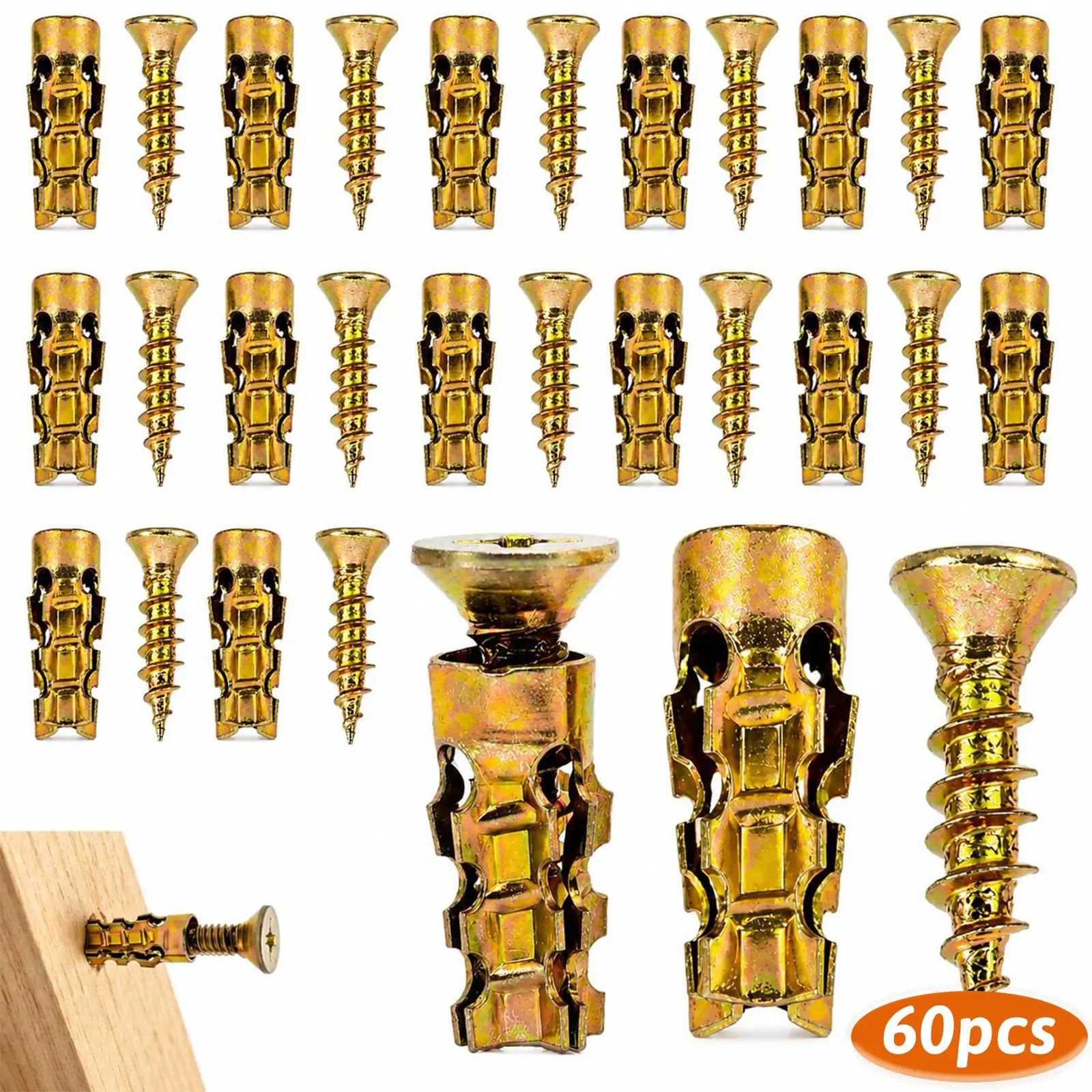 Drywall Anchors + Screws Kit (120PCS/260PCS/360PCS) - 6x16mm Self-Drilling, No Pre-Drilling Needed, 66 lbs Load Capacity, Adjustable Hook & Bracket for DIY Users, Home/Office Hang, Drywall Wall Organization