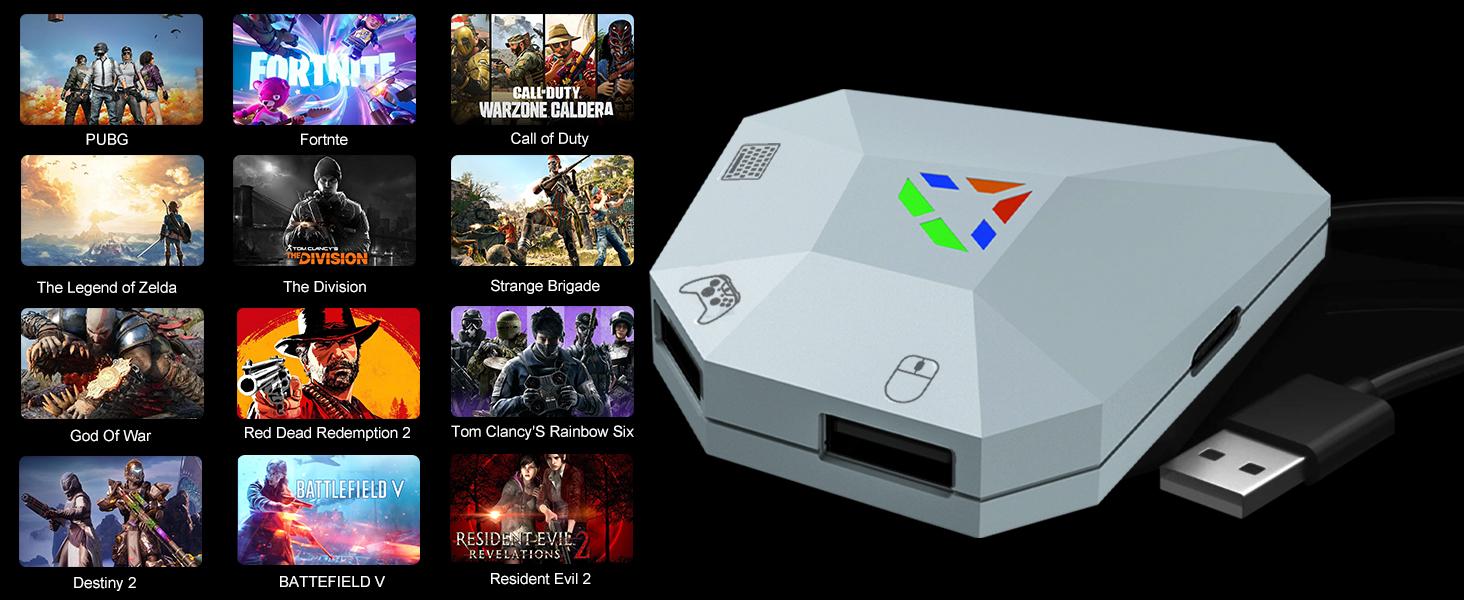 Keyboard and Mouse Adapter for Nintendo Switch, Xbox Series S/X, Xbox One, PS4/PS3, Switch Keyboard Mouse Converter Support Mouses Sensitivity/Aim Speed/Dead Zone Adjustment - Plug and Play