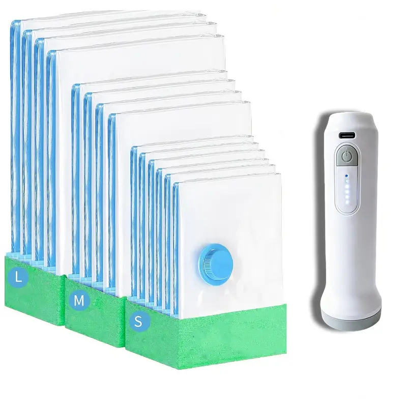 4/8/10/12/13/17 set, vacuum compression sealed bags, thick material, must-have items for travel, transparent sealed storage bag, luggage box organizing tool, vacuum compression storage bag with USB wireless vacuum pump