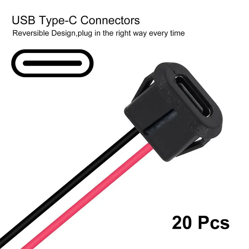 USB-C Dual Pin Connector Board, 20 Female Charging Ports, Industrial Electrical Terminal, 3a USB-C Charger Socket, 5v Voltage, Plug in connectors