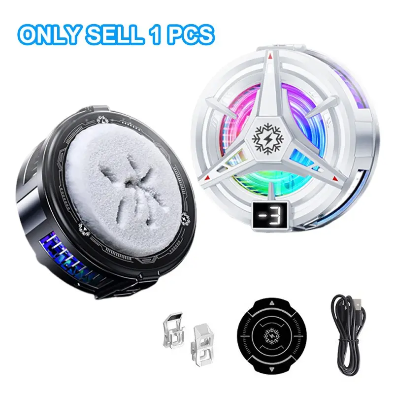 Icy Phone Cooler, Magnetic Cell Phone Cooler for Gaming, Portable Phone Cooling Fan with RGB Light, Phone Radiator for iPhone Magnetic Series/Android/Tablet/iPad, Max 15W, USB, Ice Phone Cooler, Cellphone Cooling Fan, Smartphone Cooler
