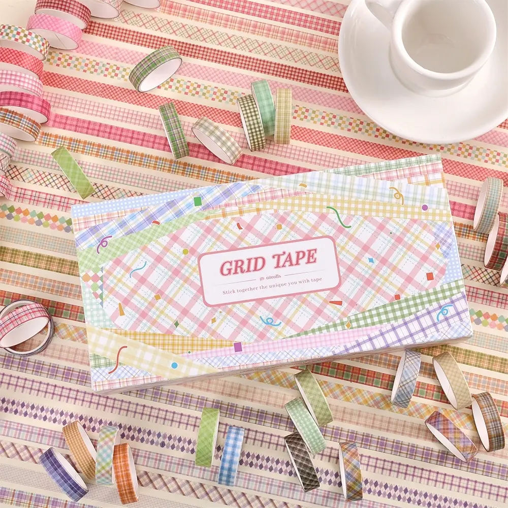 Vintage Washi Tape Pack, 60 Rolls Colorful Striped Decorative Sticker Tape, Decorative Masking Tape for DIY Craft Journaling, Junk Journaling Supplies, Scrapbooking & Creative Projects