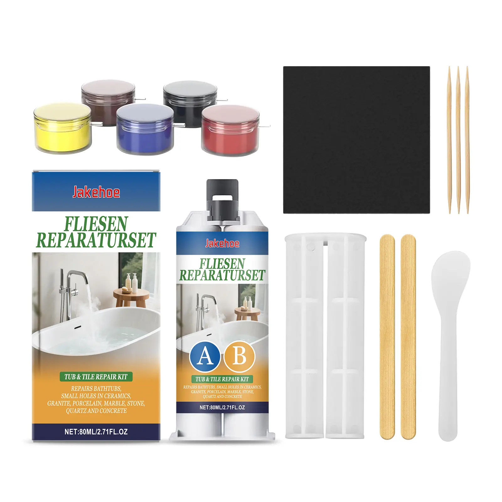 Jakehoe Tile & Marble AB Sealant Repair Kit - 1 Set, 157g Liquid, 3-Year Shelf Life, Multi-Functional Home Care Formaldehyde Remover Supply