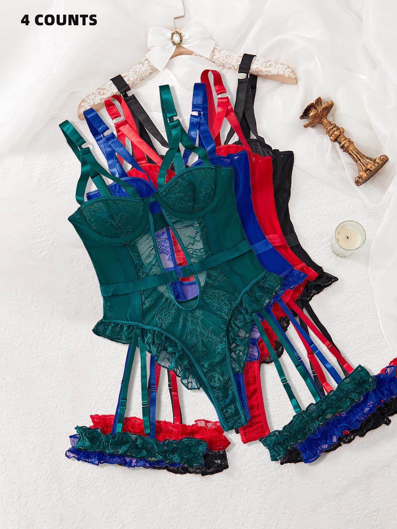 Christmas Sexy Embroidered Lingerie Set, High-Quality Comfortable Transparent Bra, Slim-Fit Adjustable Straps, All Seasons Wear, Lace Lingerie Set, Lace Underwear Set