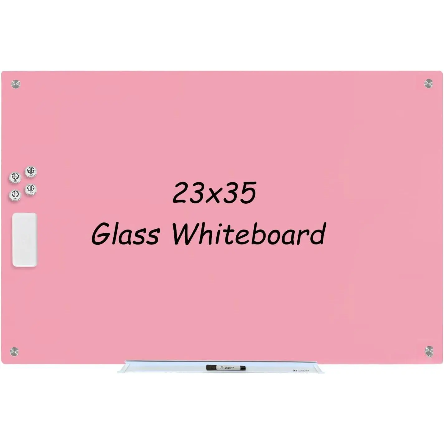 Glass Whiteboard,  Glass Dry Erase Board 3' x 2', Tempered Glass White Board Frameless,  School Supplies or  Office Decor with , Markers, Eraser, Marker Tray