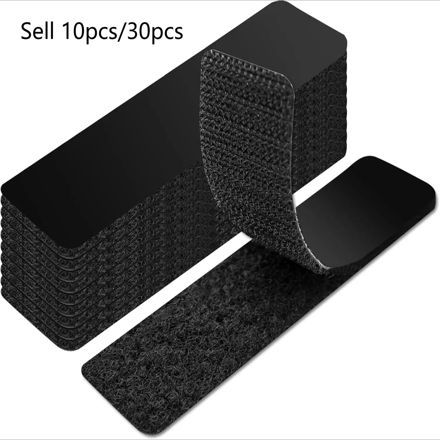 Hook and Loop Tape Sticky Back,2.5cm.x 10cm. Double-Sided Command Adhesive Strip Heavy Duty，Black, Long Lasting Adhesive