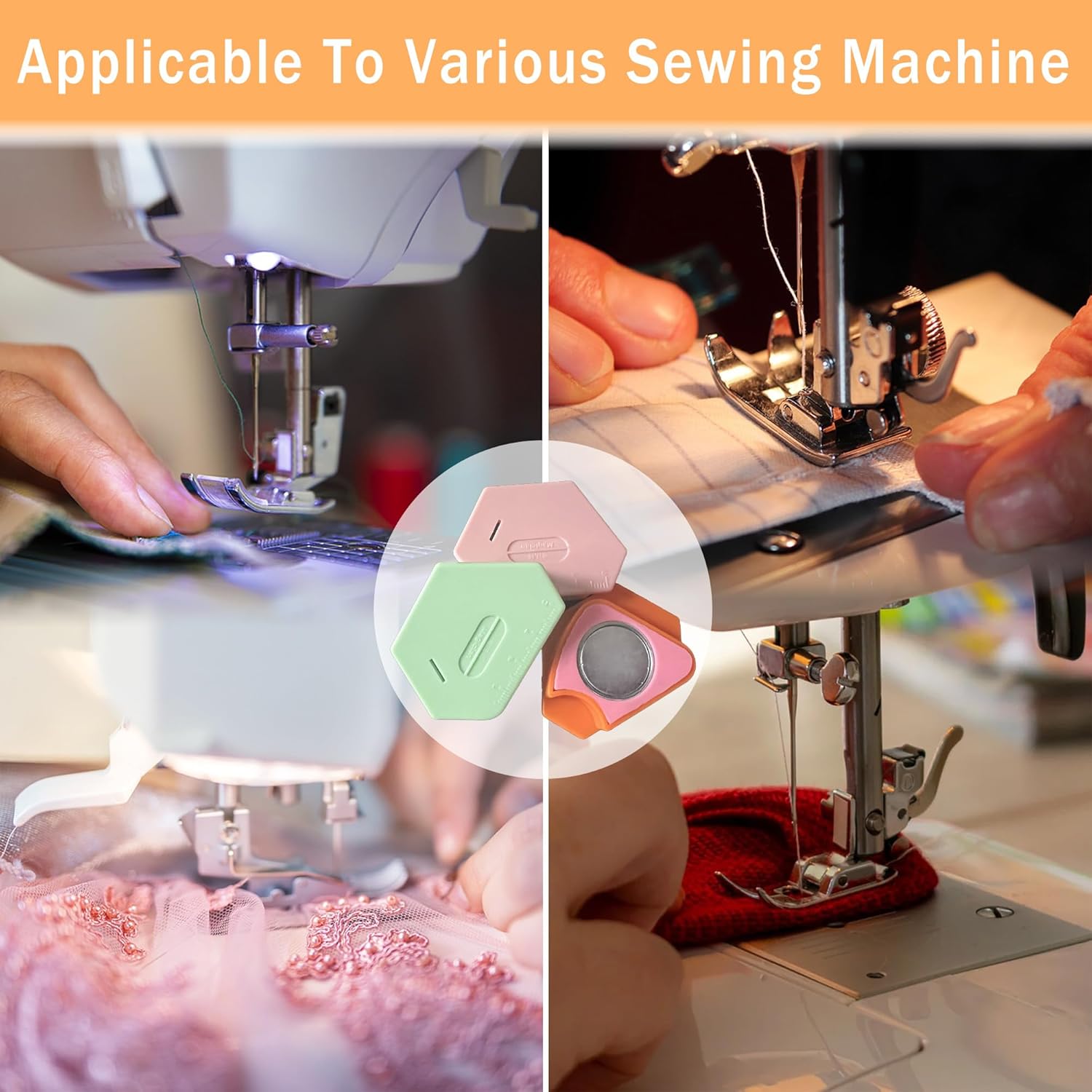 3 Pack  Seam Guide for Sewing Machine, 2025 Upgraded Multifunctional Polygonal Hemmer Guide with Scale, Universal Sewing Accessories Supplies for  Making Machines (3color)