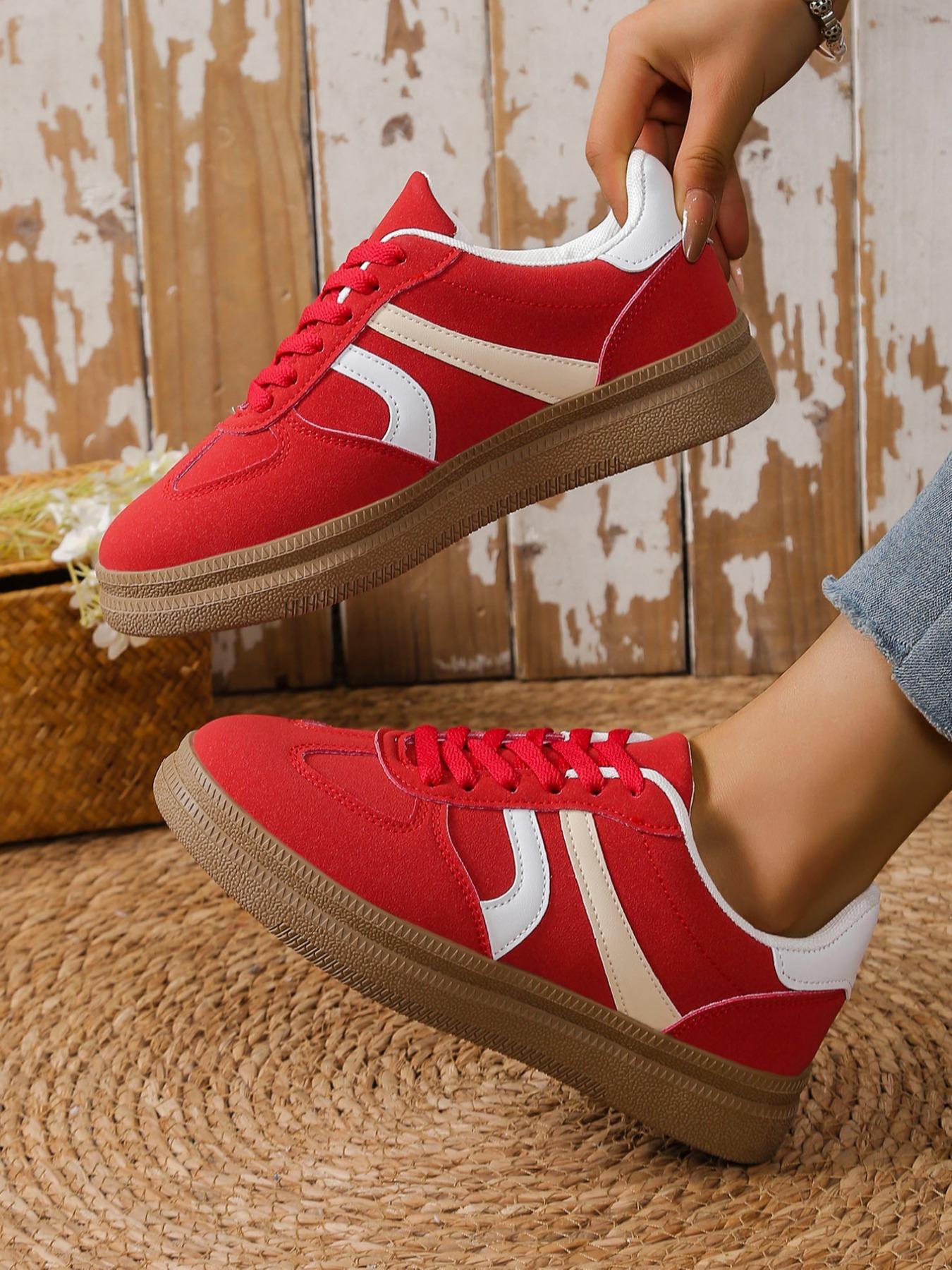 Women's Fashionable Lace Up Low Top Sneakers, Trendy Walking Sneaker, Casual Comfortable Sports Shoes for Daily Wear, Female All-match Round Toe Shoes for Summer