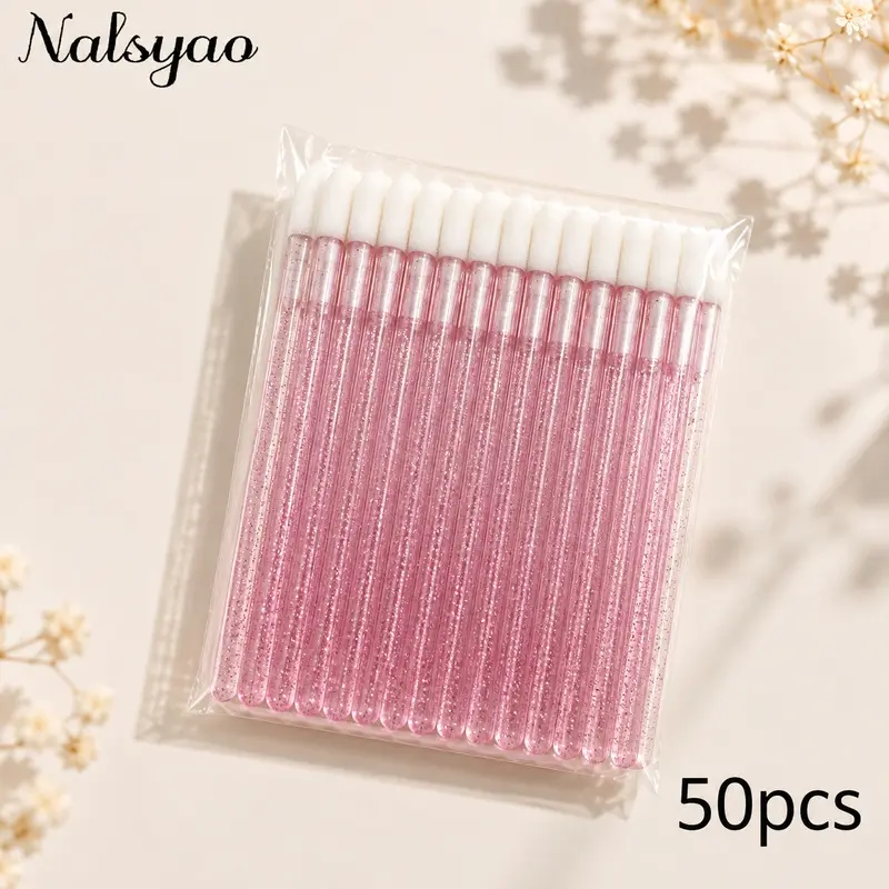 50Pcs Disposable Crystal Lip Brushes | Applicator Wands for Even Lipstick & Gloss Application, Soft Tips Gentle on Lips, Micro Makeup Tools, Cosmetic Makeup Tool