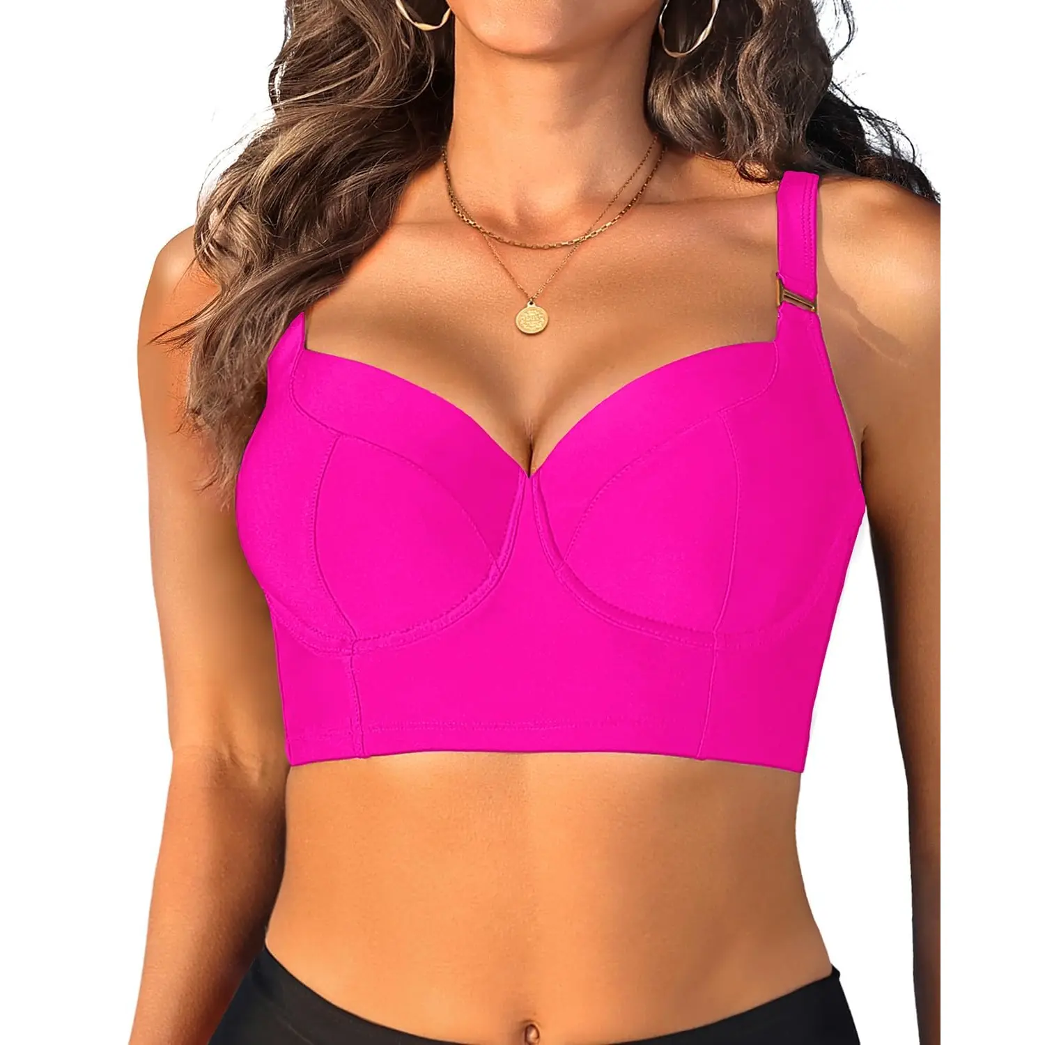 Women Underwire Bikini top Only - Longline Push Up Bathing Suit Top Bra Swim Tops Swimsuit Tops