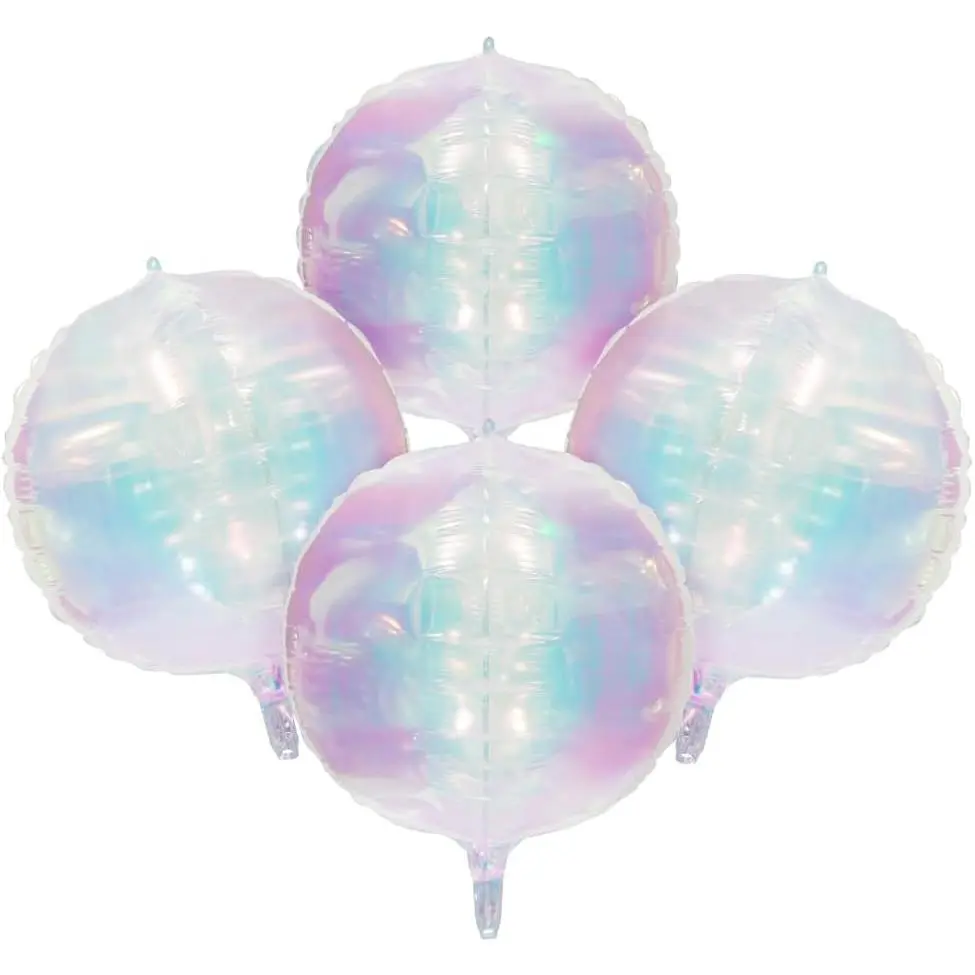Giant 22 Inch 4D Iridescent Clear Round Balloons, Transparent Rainbow Ball Shaped Balloon For Birthday Wedding  Shower Groovy Party   Party Decoration Supplies