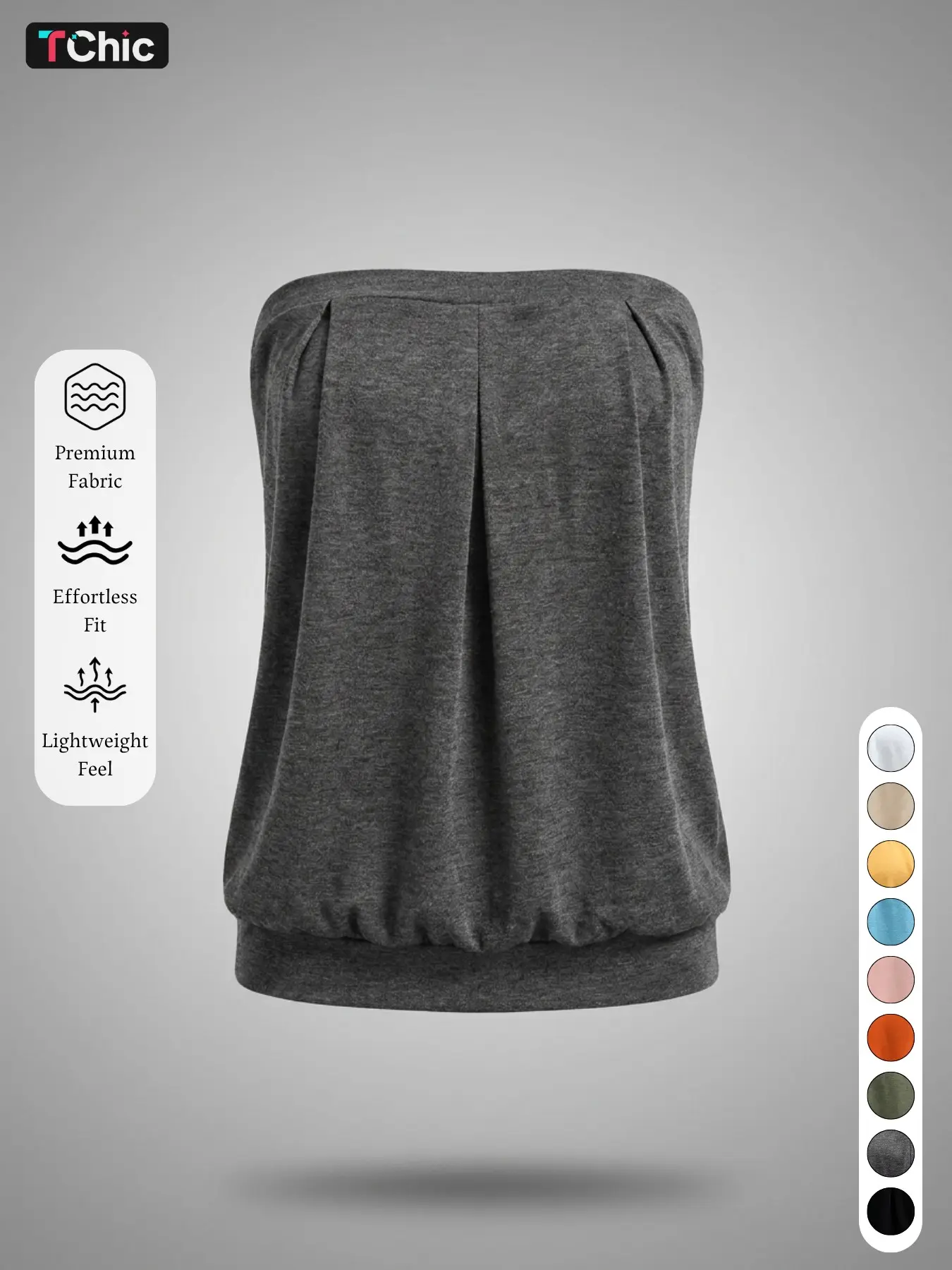 New Summer Women's Solid Color Tube Top, Elegant Casual Strapless Top for Commute and Date