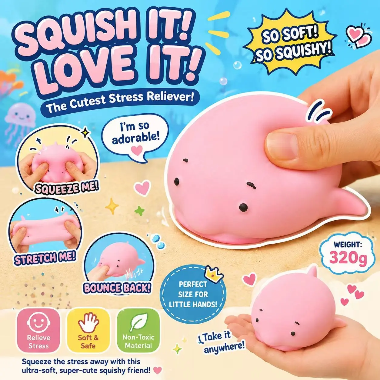 Large Smelly Fish Stress Relief Toy, Squeeze Fun for Relaxation, Perfect for Anger Management, Unique Sensory Play Experience, Squishy Sensory Play